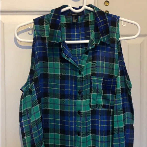 Forever 21 cold shoulder plaid top - Picture 2 of 3